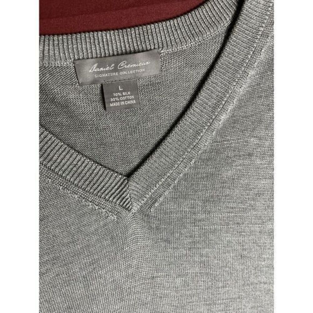 Daniel‎ Cremieux Mens Sweater Vest Cotton & Silk V-nck Grey